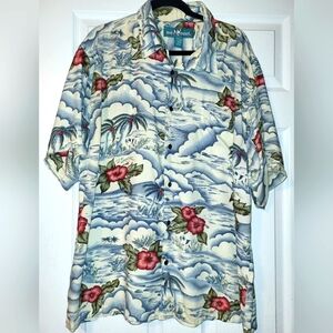 Big Dogs Hawaiian Style Shirt Size X Large Rayon Tropical Island Resortwear Palm